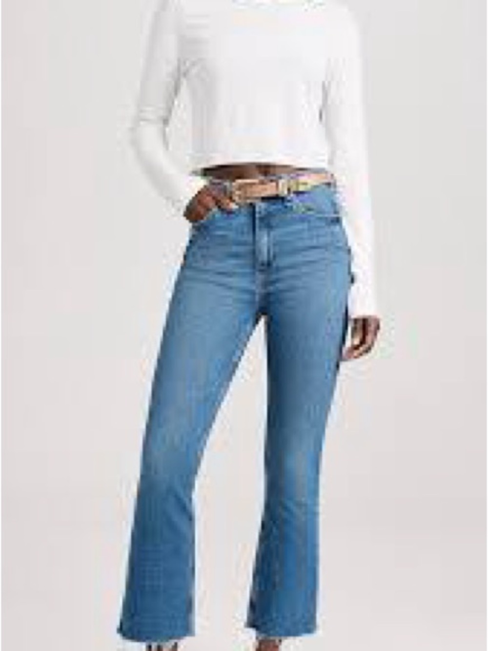 rag & bone Casey High Rise Ankle Flare Jeans Raw Hem Blue Size 30